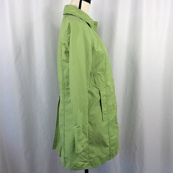 Eddie Bauer Trench Coat Womens Size XS Green Cotton Nylon Blend Mid Length - Picture 3 of 9